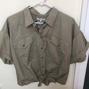 Khaki Button-Up Women's Top